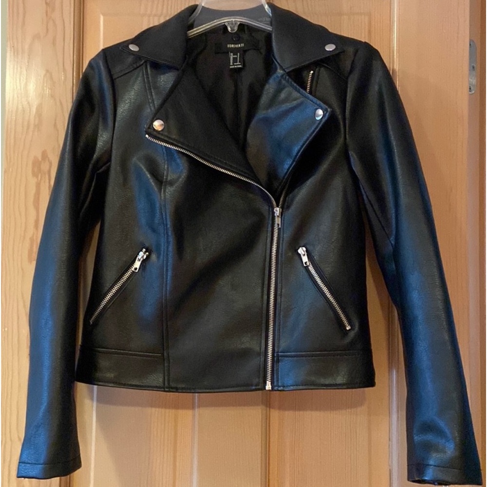 - Forever 21 faux leather motto jacket